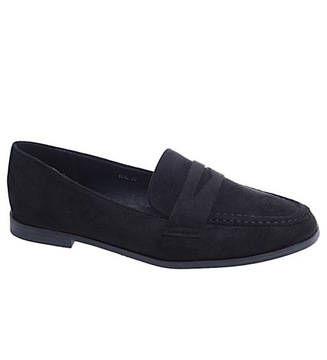 CZARNE BALERINKI BUTY DAMSKIE MOKASYNY LORDSY Z ZAMSZU 15466 38