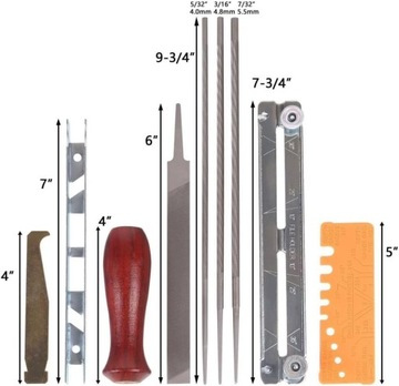 НАБОР ДЛЯ ЗАТОЧКИ ЦЕПНОЙ ПИЛЫ, 10 ЭЛЕМЕНТОВ