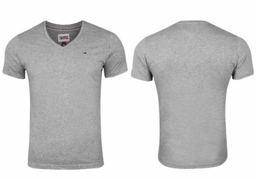 Tommy Jeans t-shirt koszulka męska v-neck szara DM0DM04410-038 L
