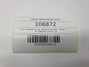 LIŠTA DVEŘE PŘEDNÍ LEVÝ VOLVO S80 II 39885572