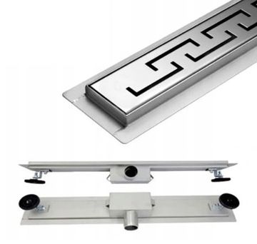 Odpływ liniowy prysznicowy 80 cm niski niska zabudowa 52 mm - wzór GRECKI