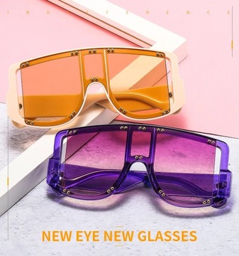 Солнцезащитные очки с заклепками в полурамке Y2K, женские солнцезащитные очки большого размера, мужская мода