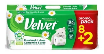 ТУАЛЕТНАЯ БУМАГА БАРХАТНАЯ РОМАШКА И АЛОЭ 10 РОЛИКОВ