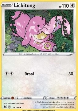 Oryginalna Karta Pokemon Lost Origin - Lickitung LOR 138