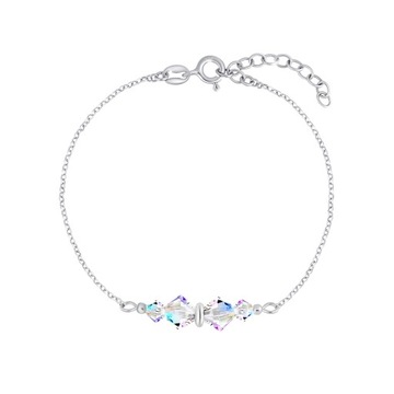 Серебряный комплект из сережек 925 пробы, колье, браслета, блестящих кристаллов.