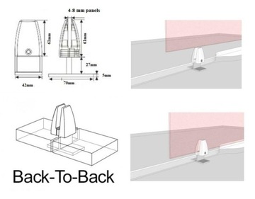 Средний монтаж перегородки из оргстекла 4-8мм, серебристого цвета.