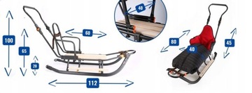 Традиционные металлические салазки GIGI SMART, подножки, спинка, толкатель, навес, светодиодный светильник
