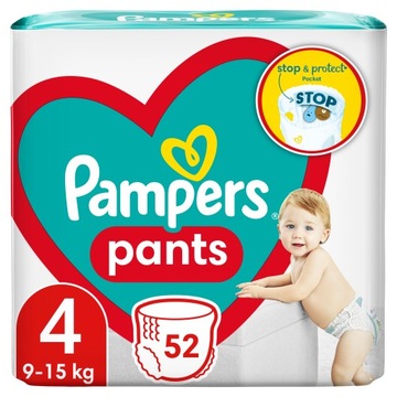 PAMPERS Pieluchomajtki PANTS 4 pieluszki 52 szt