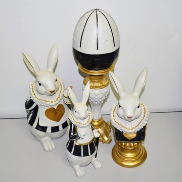 КРОЛИК ЗАЙЧИК БЕЛЫЙ С ЧЕРНЫМ, СТОЯЩИЙ 27,5 СМ