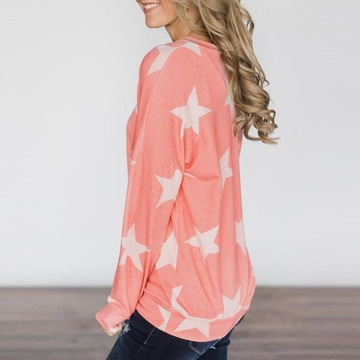 Kobiety Teen Girls Casual Długi rękaw Star M Pink