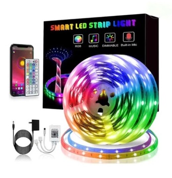 Taśma LED 20M RGB 5050 Bluetooth APLIKACJA MOBILNA PILOT MUZYKA ZESTAW 12V