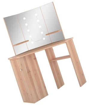KOSMETYCZNA NAROŻNA TOALETKA DO MAKIJAŻU LED = DĄB