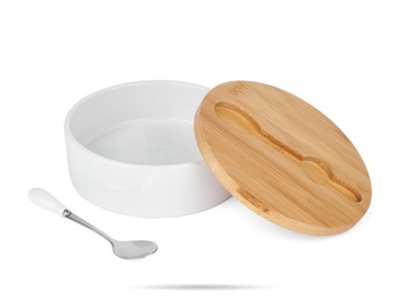 Cukiernica ceramiczna biała z łyżeczką TADAR