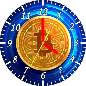 Zegar Ścienny Krypto. Bitcoin, Ethereum, Cardano