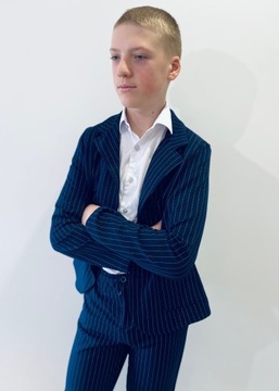 Костюм для мальчика, темно-синий, в полоску, БЛЕЙЗЕР, брюки, 128 НОВИНКА