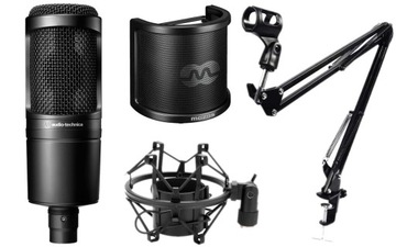 AUDIO-TECHNICA AT2020 MIKROFON + RAMIĘ + POP +KOSZ