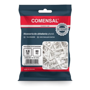 COMENSAL Krzyżyki dystansowe do płytek glazury 3mm