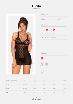 Komplet sex koszulka stringi obsessive lucita l/xl