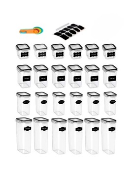 НАБОР ИЗ 24 КОНТЕЙНЕРОВ ДЛЯ ХРАНЕНИЯ ПИЩЕВЫХ ПРОДУКТОВ, ИЗМЕРИТЕЛЬНЫХ ЭТИКЕТОК