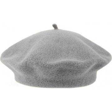 Beret damski klasyczny EVITA 100% wełna szary