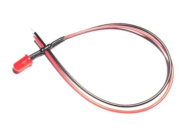 Dioda LED 5mm 12v DC z przewodem czerwona kontrolk