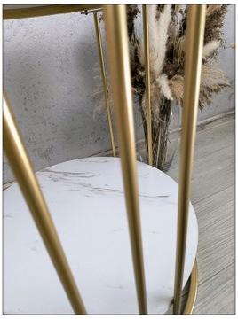 LOFT Glamour GOLDEN Белый МРАМОР журнальный столик, 51 см, устойчивый