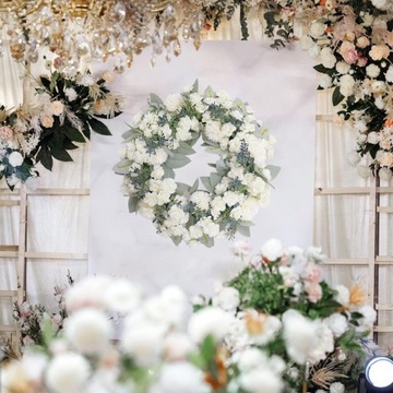 Цветочный Венок Висит Украшения Входной Двери Белый