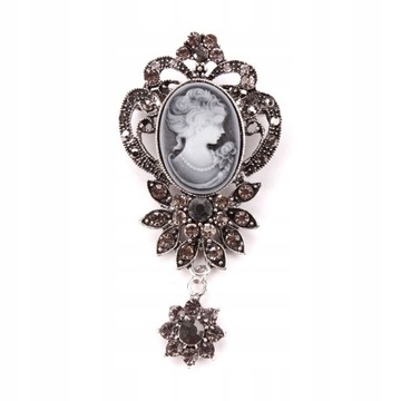 broszka przypinka Vintage Cameo antyczne srebrny