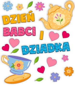 Dekoracja na Dzień Babci i Dziadka DZBANEK Z FILIŻANKĄ (rozmiar XXL)