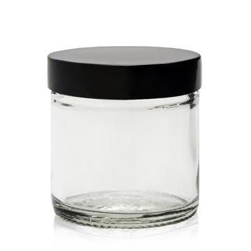 SŁOIK SZKLANY BEZBARWNY 120 ML Z CZARNĄ ZAKRĘTKĄ ECOSPA