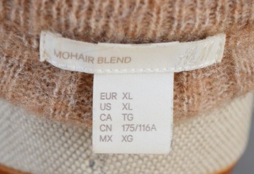 H&M Mega Oversize Beżowo Karmelowy Melanż 33% Moher 32% Wełna XL
