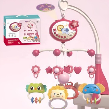 МНОГОФУНКЦИОНАЛЬНАЯ кроватка-карусель со звездами-погремушками и прорезывателями