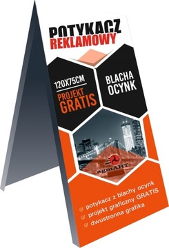 Potykacz stojak reklamowy Z GRAFIKĄ + PROJEKT 120x75cm metalowy