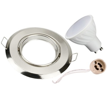 Zestaw oprawa okrągła satynowa GU10 LED 10W ciepła