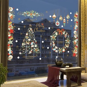 РОЖДЕСТВЕНСКИЕ НАКЛЕЙКИ НА ОКНА, БОЛЬШОЙ ЛИСТ, РОЖДЕСТВЕНСКИЕ УКРАШЕНИЯ