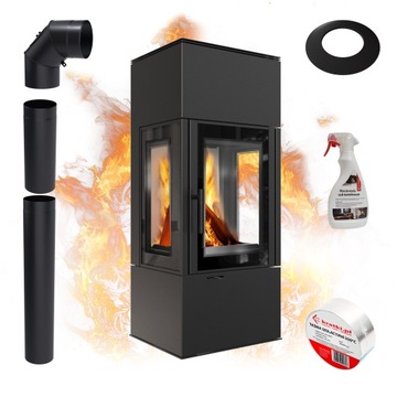 Piec Wolnostojący Koza THOR VIEW 8 kW fi 150 na Drewno Zestaw do Montażu