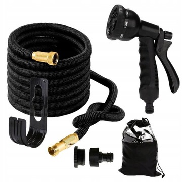 САДОВЫЙ ШЛАНГ ABS 7,5 м, РАЗДВИЖНОЙ, ГИБКИЙ + ПИСТОЛЕТ + ЛАТУННЫЕ СОЕДИНИТЕЛИ
