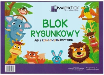 Blok RYSUNKOWY Wektor z kolorowymi kartkami A3
