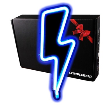 Neon LED Baterie/USB Na ścianę na prezent piorun