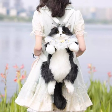 Wyjątkowy prezent dla dzieci Ręcznie robiona lalka symulacyjna Plecak z kotem Torba