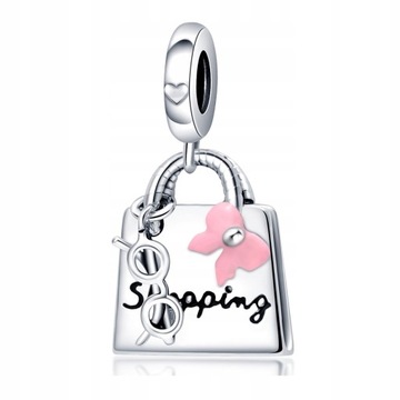 Charms Srebro 925 Zawieszka Torebka Okulary Kwiatek