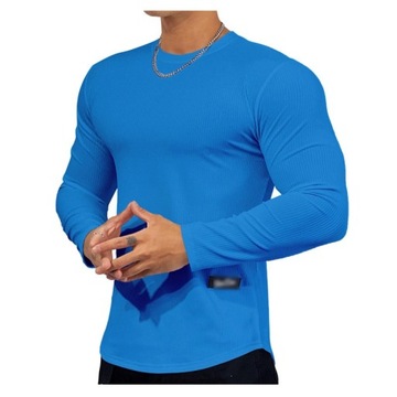 Męska elastyczna koszulka w paski o prostym kroju T-shirt z okrągłym dekoltem, M