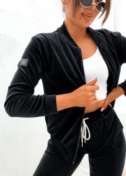 Велюровый спортивный костюм ELEGANT SET СВИТШОТ-БОМБЕР С НАШИВКОЙ ЦВЕТА