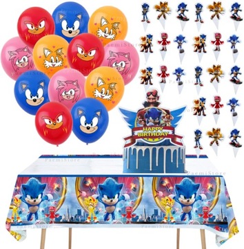 SONIC BALONY TOPPER TOPPERY OBRUS URODZINY TAILS KNUCKLES SHADOW ZESTAW