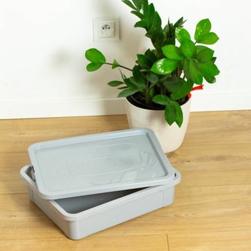 4X ПЛАСТИКОВЫЙ КОНТЕЙНЕР С КРЫШКОЙ ЗАКРЫТАЯ КОРОБКА СЕРЫЙ