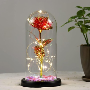 ВЕЧНАЯ РОЗА В СТЕКЛЕ, СВЕТЯЩАЯСЯ СВЕТОДИОДНАЯ ИДЕЯ ПОДАРКА - ЦВЕТА