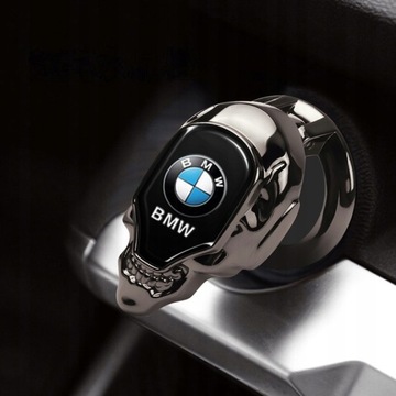 Наклейка старт-стоп в салоне автомобиля BMW с черепом
