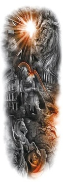 TATUAŻ TYMCZASOWY RĘKAW ręka DUŻO WZORÓW HEROS Rycerz Lew B110