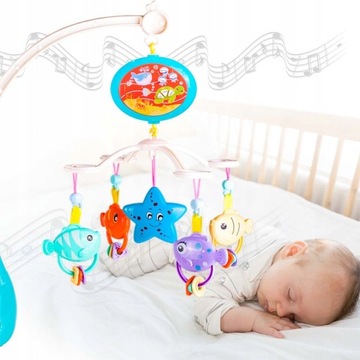 KARUZELA DO ŁÓŻECZKA Karuzelka POZYTYWKA z PROJEKTOREM LED na PILOT XL