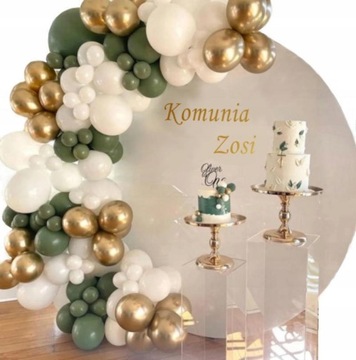 Золотой, зеленый и белый Декор гирлянды из воздушных шаров XL COMMUNION в зеленом времени G31